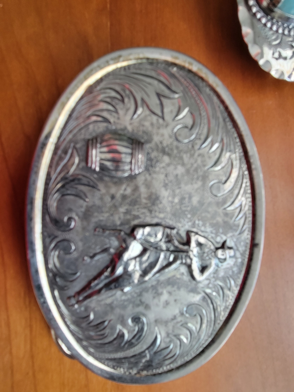 Vintage Lot Of Silver-Tone Belt Buckles with Turquoise and Abalone Accents - Picture 6 of 10